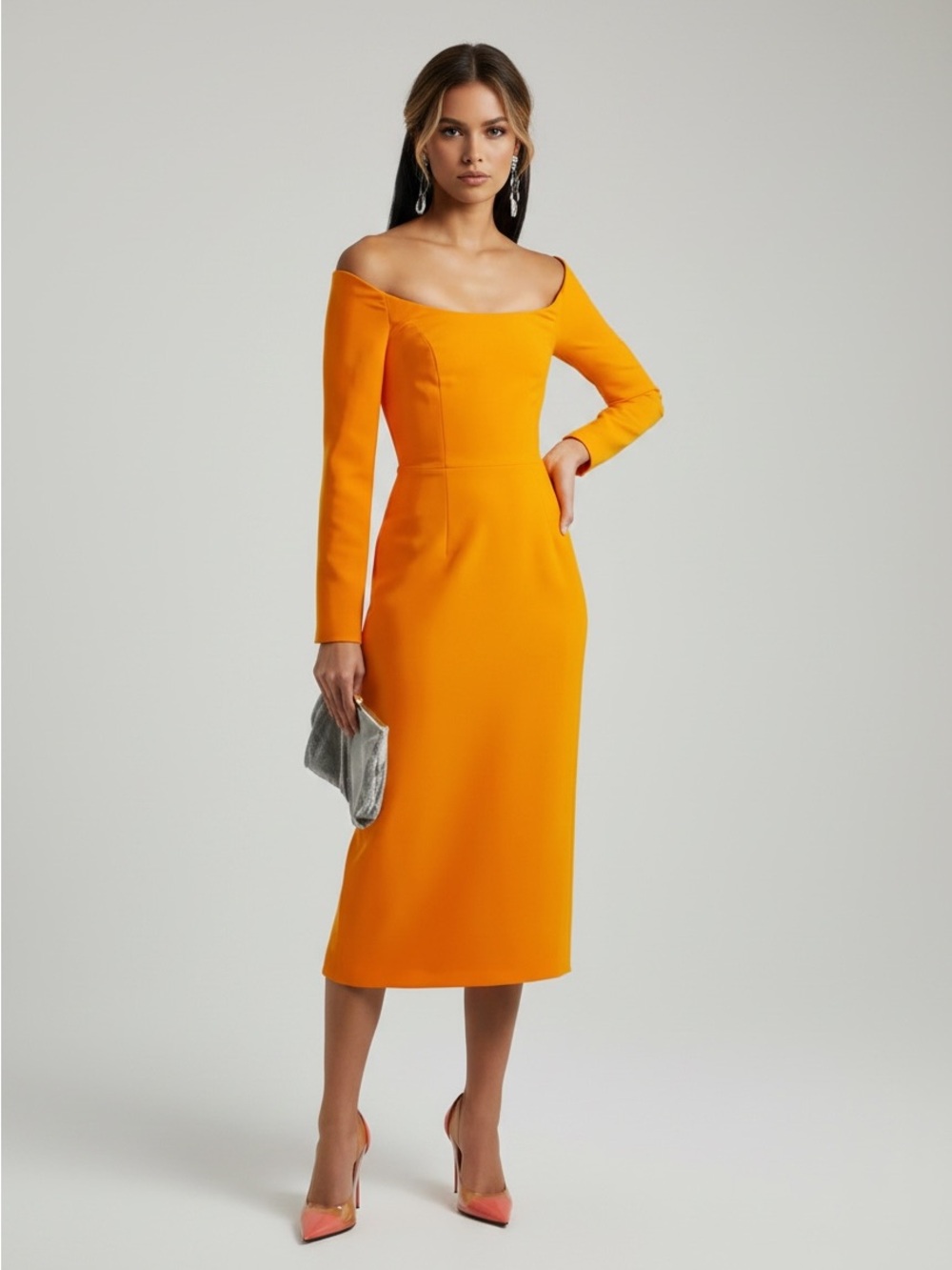 Carolina Herrera Off The Shoulder Midi Dress - Picture 2 of 16
